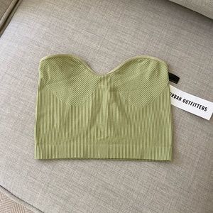 Urban Outfitters green ribbed strapless top